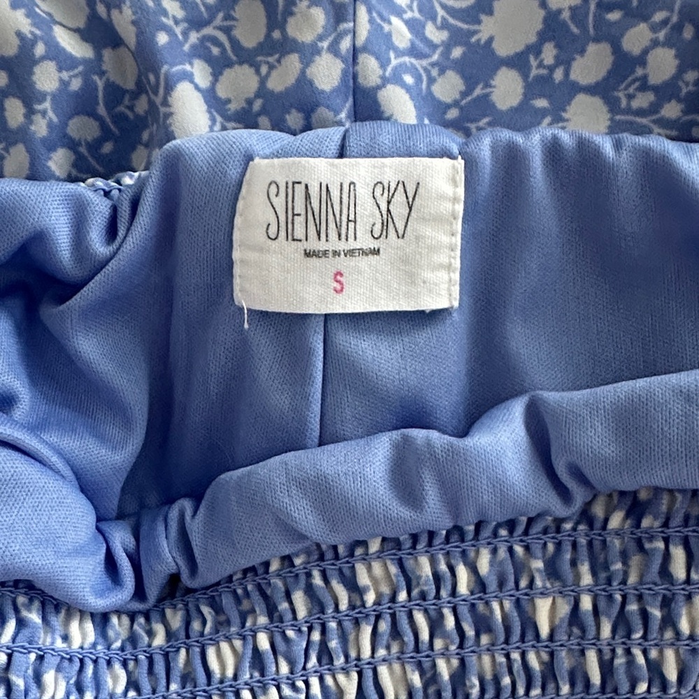 Sienna Sky Light Blue Floral Pants with Smocked Waist - Picture 2 of 3